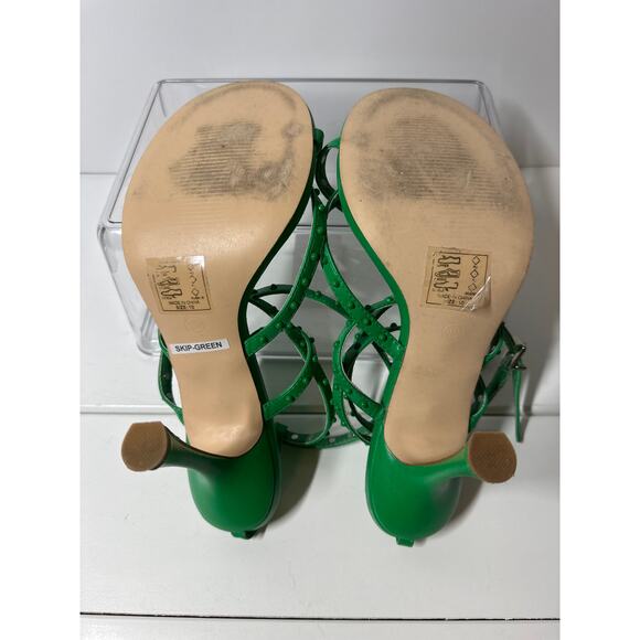 Azalea Wang Green Stiletto Love At First Sight Heels Sandals Size 10 Lace-Up - Picture 13 of 14